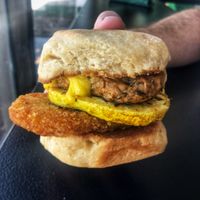 Breakfast sandwich  at Anthem Vegan in San Diego