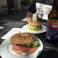 Vegan salmon & avocado bagel and vegan feta & avocado bagel 😋🥯  at Cafe Mint und Basil (Vegan und Vegetarische) in Berlin
