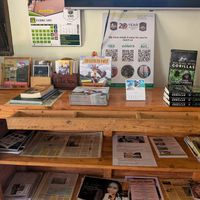 Books and brochures about the gorillas at Gorilla Conservation Café - Entebbe in Entebbe