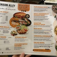 Lunch menu  at Saigon Alley in Yarraville
