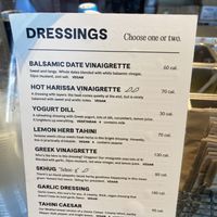 Lots of housemade vegan dressing options!  at CAVA in Boulder