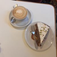 Cappuccino and carrot cake  at KLUTS in Utrecht