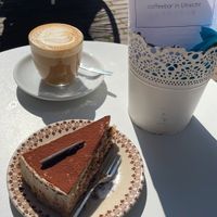 Tiramisu and flat white in the suzo'n  at KLUTS in Utrecht