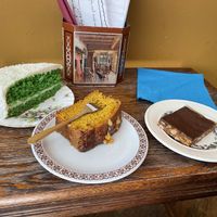 Cocos cake, banana bread, snickers 🌟 (Left to right)  at KLUTS in Utrecht