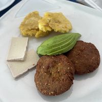 Vegan breakfast with Falafel 🧆 and Patacones  at Hotel Miconia Restaurant in San Cristobal