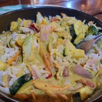 Forgot to take the pic before I already mixed in the rice. at Hotel Miconia Restaurant in San Cristobal