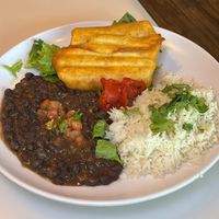 Chimichanga pinto beans   at Cactus Flower Cafe in Pensacola