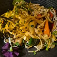 Pad thai rice noodles at Le Vieux Chalet in Champery