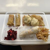 Non-spicy kung pao, pancakes, summer roll, dumplings with tofu and beetroot for 314 Kč   at Dhaba Beas - Hlavni nadrazi  in Prague