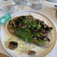 Field Mushrooms & Spinach on toastt  at Angelina's in Snodland