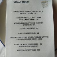 Seperate vegan options at Urban Beach Gastrobar in Benidorm
