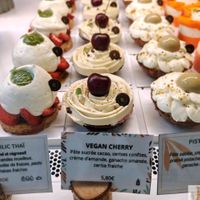 - A cherry cake (sweet cocoa dough, candied cherries, cream, almond ganache, fresh cherries) at ROSEMARY - Salon de patisserie in Nantes