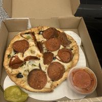 8” personal vegan house pepperonii  at Sarpino's Pizzeria  in Pompano Beach