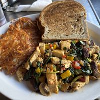 Tofu Scram with added vegan sausage  at The Grind in San Francisco