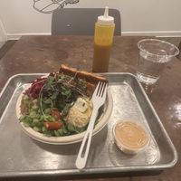 Schnitzel with Salad Bowl (Hot Sauce on the side)  at The Hummus Shop in Boston