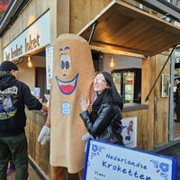 The company mascot - easy to spot when you head into the markthal at Het Kroket Loket - Kiosk in Rotterdam