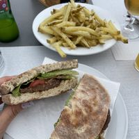 Vegan burger + fries  at Lounge Bar Clube Naval do Seixal in Seixal