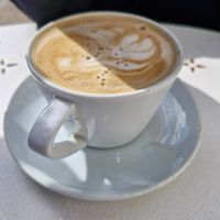 Oat milk latte at The Orangery Garden Cafe in Torpoint