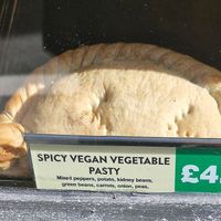 Spicy vegan vegetable pasty at Cornish Bake House in Looe