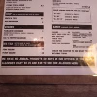 Notice about the vegan products in kitchen at Pink Moon  in Brighton