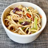 Vegetable noodles  at Aura Restaurant in Dubai