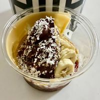 Coconut, pecan and banana with peanut butter and agave at Drizz Soft Serve Açai in Dubai