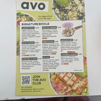 This is the menu with plenty of options and identifying factors below the items offered, while also providing the option for customization   at Avo in New York City