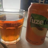 Delicious peach iced tea on offer  at Mi Familia Ristorante in Willemstad