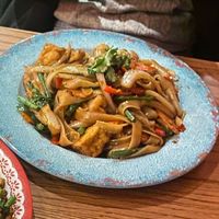 Drunken Noodles with veg and tofu. at Rosa's  in Leamington Spa