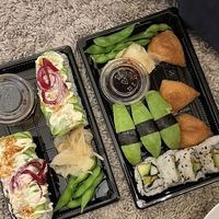Vegan sushi roll & vegan sushi (avocado, cucumber & tofu)  at Ramen Kafé in Umea