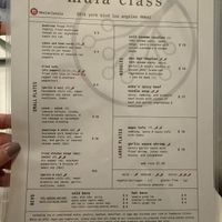 Menu  at Mala Class in Los Angeles