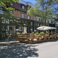 exterior with patio at Resto Vego in Montreal