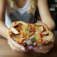 roasted red pepper pesto sandwich  at Resto Vego in Montreal