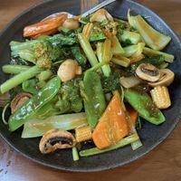 Vegetables with lemongrass & basil - yum  at Lims Kitchen in Warners Bay