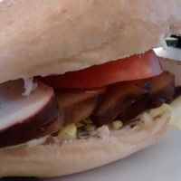 Roll with smoked tofu and salad at Cafe Kiwi in Bad Windsheim