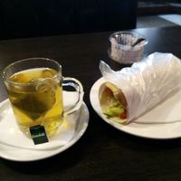falafel,  tea and what was cake.   at Falafel King in St Petersburg