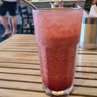 Blueberry smoothie at Galapagos Deli in Puerto Ayora