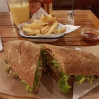Vegan sandwich with added avocado at Galapagos Deli in Puerto Ayora