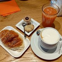 Vegan croissant, cookie and cup of vegan thingy. Oh and some cappucino with vegetable mylk. at Dolce Angolo in Rezzato