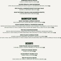 The Devonshire Vegan Menu at The Devonshire in Mansfield