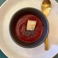 cold beet soup  at MINT Cucina Fresca in Polignano A Mare