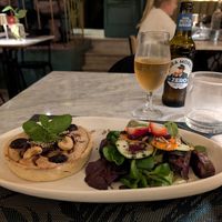 Onion quiche with olives based on chickpeas at MINT Cucina Fresca in Polignano A Mare