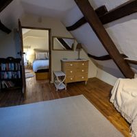 Upstairs: Reading room, with bedroom beyond at Gorllan in Eglwyswrw