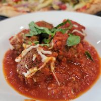 Vegan Meat Balls with Marinara at Fratello's Ristorante & Pizzeria in Idyllwild