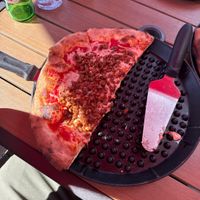 Vegan Sausage pizza, for the picky vegan that likes things simple   at Fratello's Ristorante & Pizzeria in Idyllwild