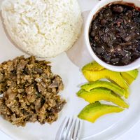 Pabellón plate sub meat for eggplant   at El Arepazo Venezolano in Puerto Plata