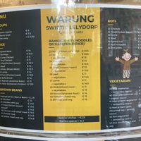 Menu with vegetarian section  at Warung Swietie Lelydorp in Amsterdam