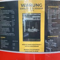 Back of menu  at Warung Swietie Lelydorp in Amsterdam