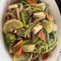 Ramen soup.  Good selection of vegetables.   Lacking complex flavor  at Toutofu in Paris