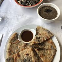 Crêpes et riz sauté aux algues/tofu/champignon - soupe champignons/tofu at Toutofu in Paris